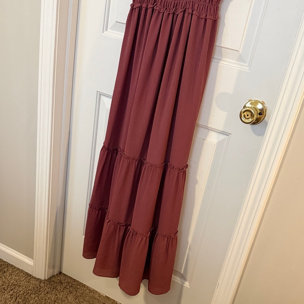 Max Studio Mauve/Rose Women’s Crepe Flutter Sleeve Maxi Dress Size XL - Picture 7 of 8